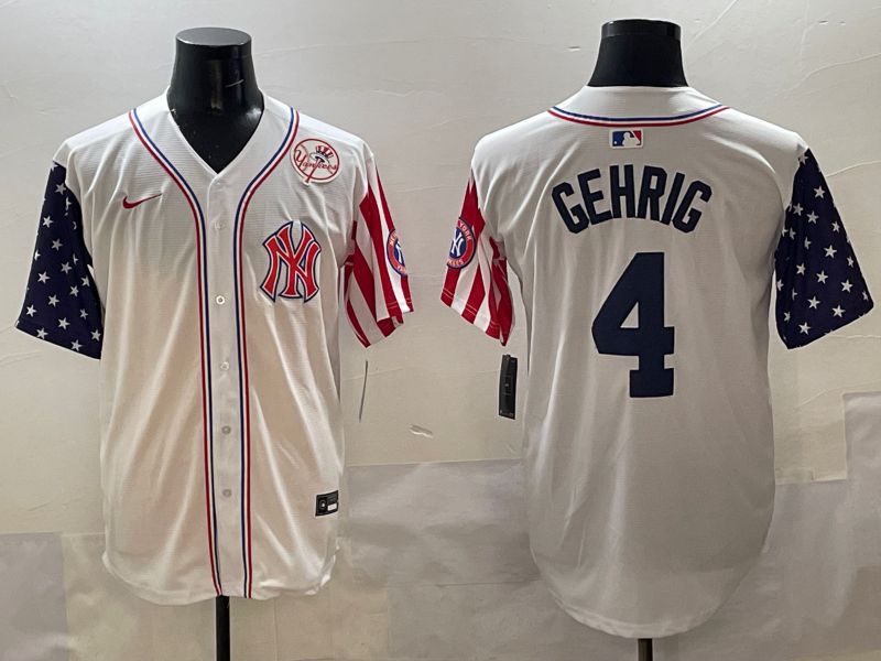 Men New York Yankees 4 Gehrig White a generation of national flags Jointly Name 2025 Nike MLB Jersey style 8